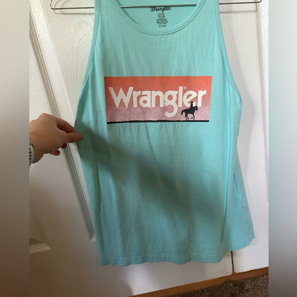 Wrangler Turquoise Tank with Red Logo